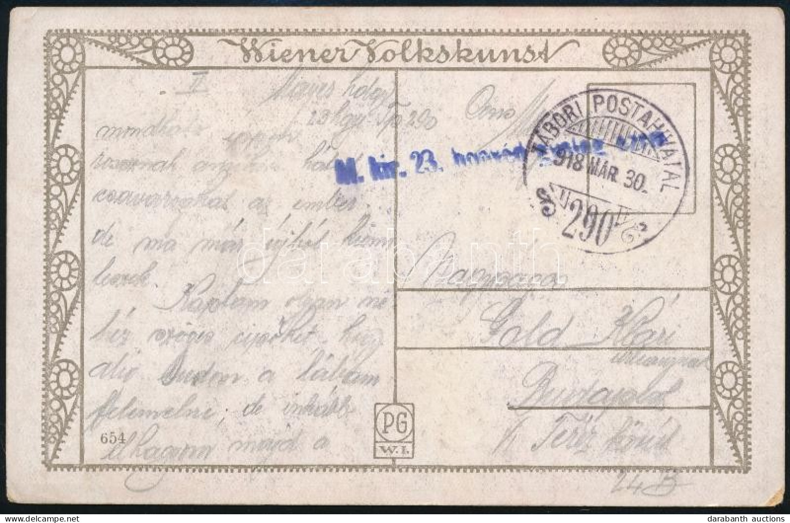 1918 Tábori Posta Képeslap "M.kir. 23. Honvéd Gyalog Ezred" + "TP 290" - Autres & Non Classés