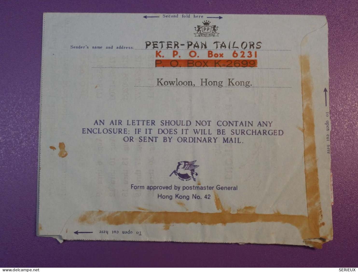 DG6 HONG KONG    BELLE LETTRE AEROGRAMME .AIR LETTER  1970 ANAHEIM USA +  AFF. INTERESSANT+ + - Storia Postale