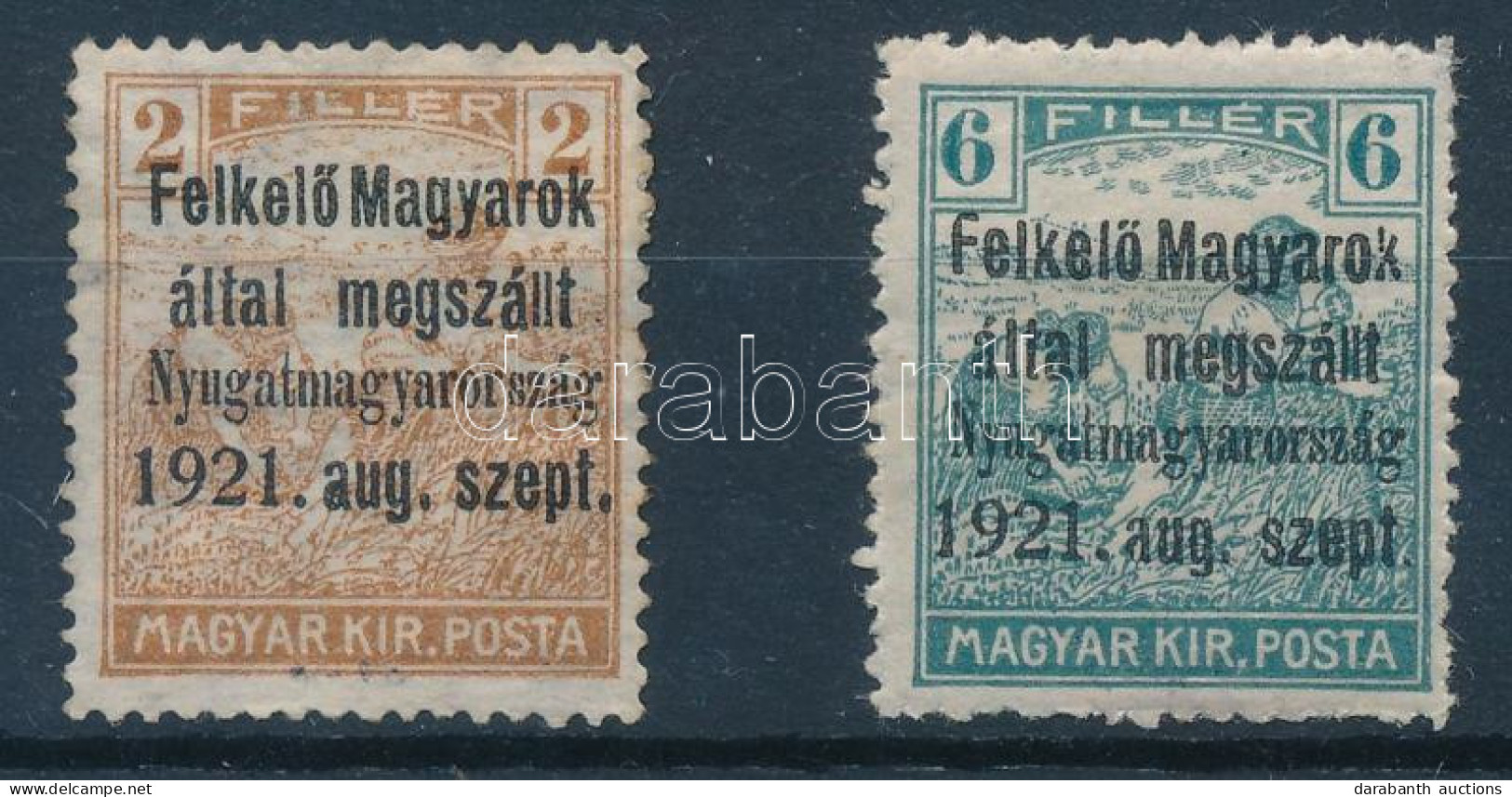 (*), * Nyugat-Magyarország I. 1921 Arató 2f, 6f Bodor Vizsgálójellel - Autres & Non Classés