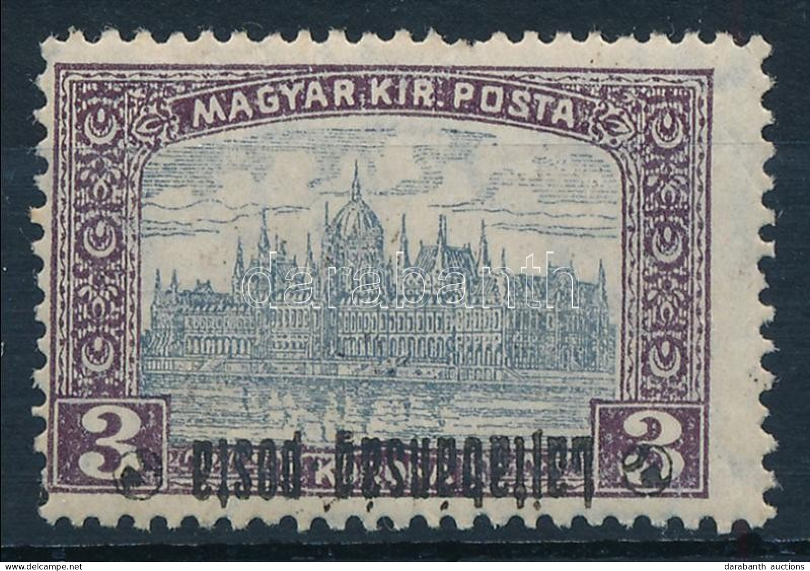 ** Nyugat-Magyarország III. 1921 Parlament 3K Fordított Felülnyomással, Bodor Vizsgálójellel - Altri & Non Classificati