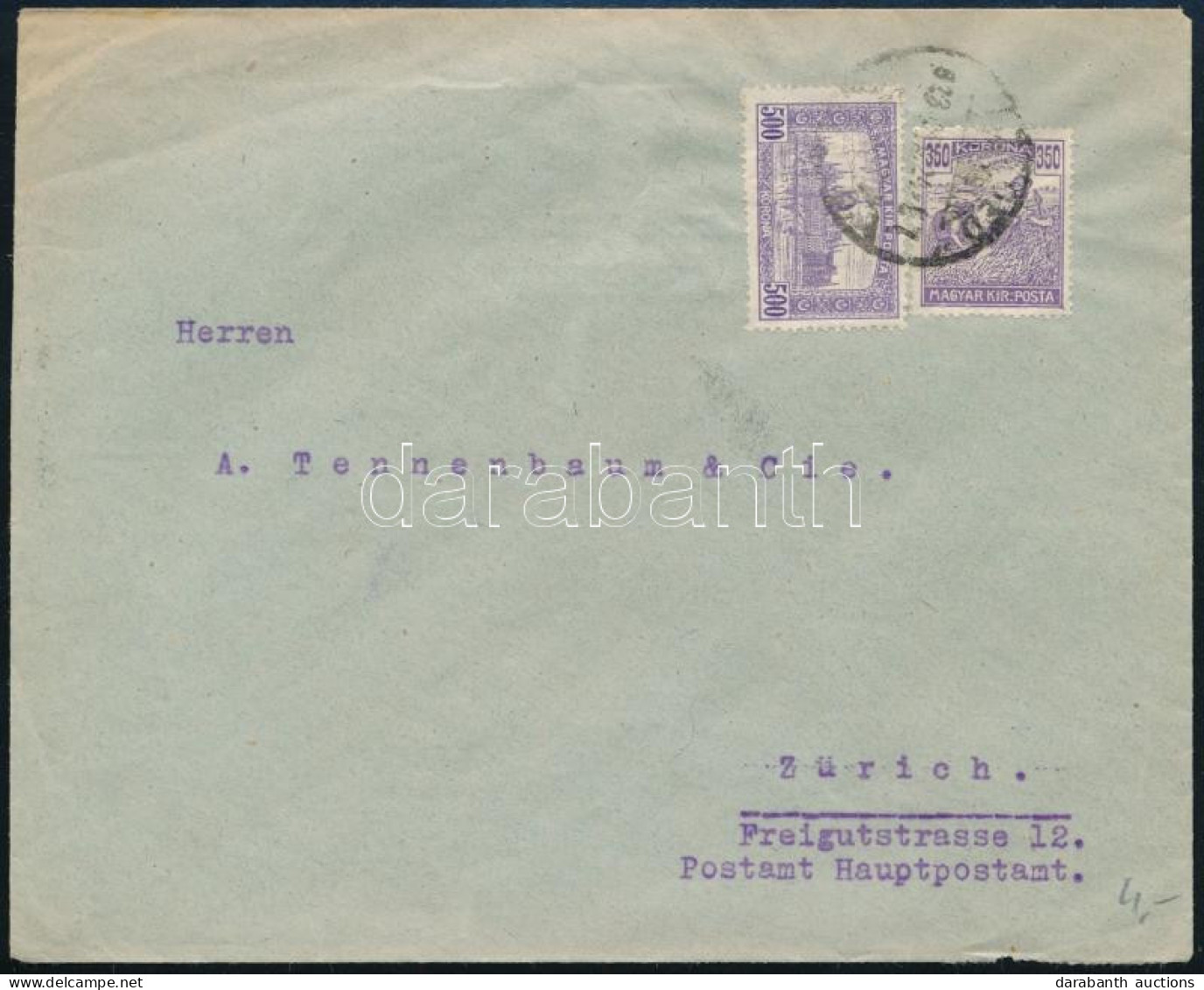 1923 Levél 850K Bérmentesítéssel Zürichbe - Other & Unclassified