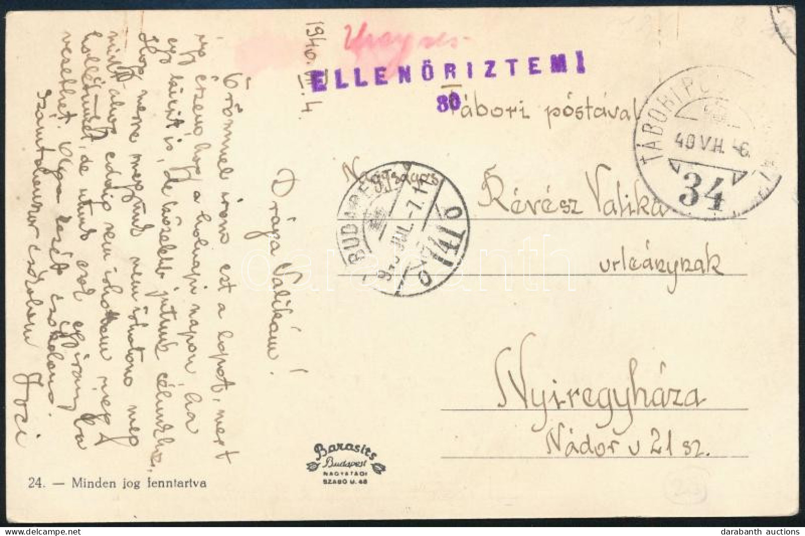 1940 II. Világháborús Tábori Posta Levelezőlap "TP 34" - Other & Unclassified