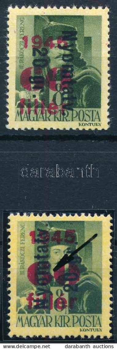 * 1946 Betűs Nyomtatv. 20 Gr./60f/8f Fordított Felülnyomással + Támpéldány - Andere & Zonder Classificatie