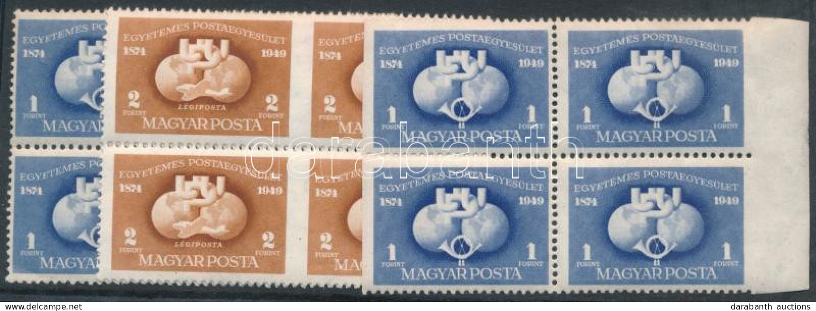 ** 1949 UPU 3 Db Négyestömb, 2 Féle C Fogazással - Other & Unclassified