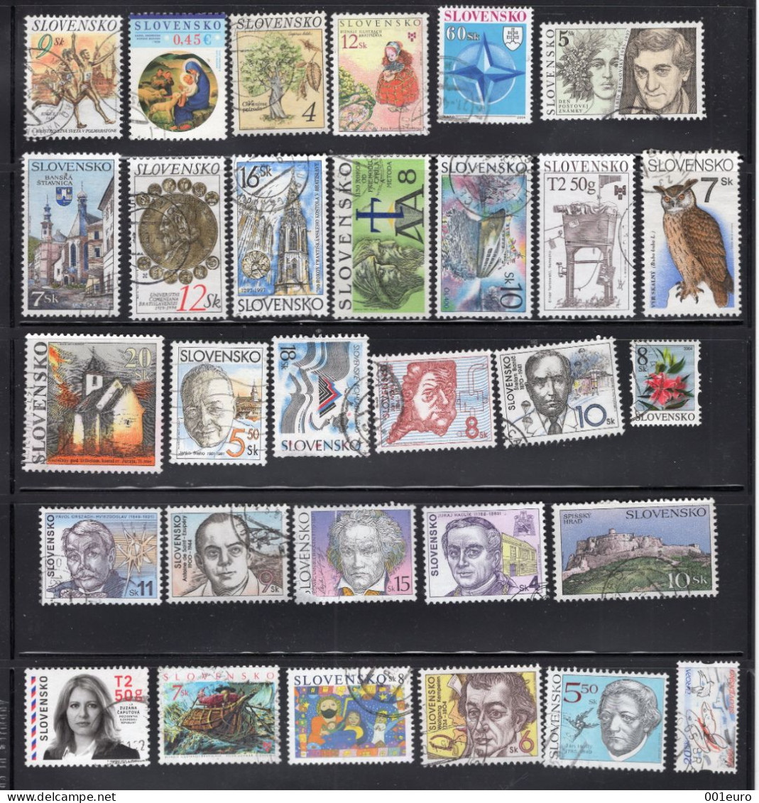 SLOVAKIA:  30 Different Used Stamps - Registered Shipping! - Usados