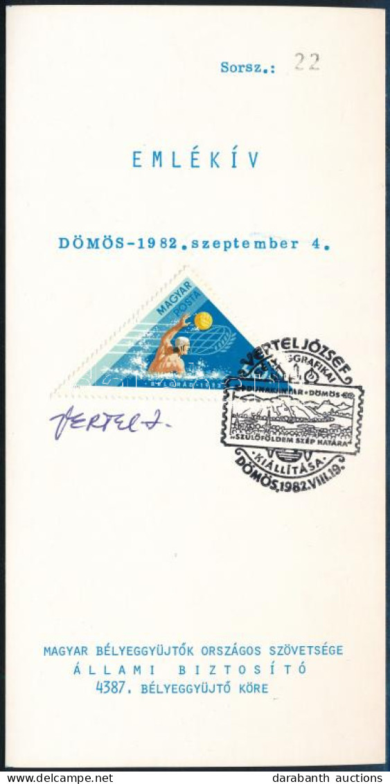 1982 Emléklap Vertel József Dömösi Kiállításáról Vertel József Aláírásával - Autres & Non Classés