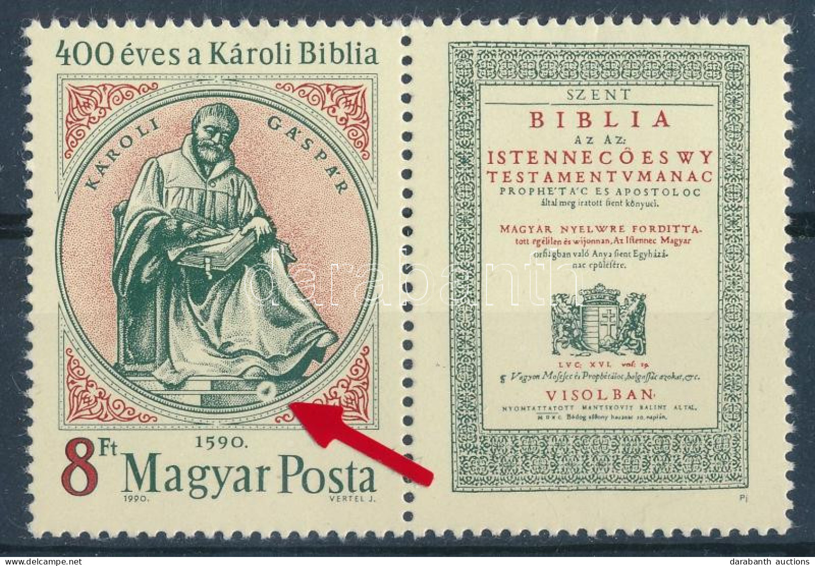 ** 1990 400 éves A Károli Biblia A Talpazaton Fehér Karika - Other & Unclassified