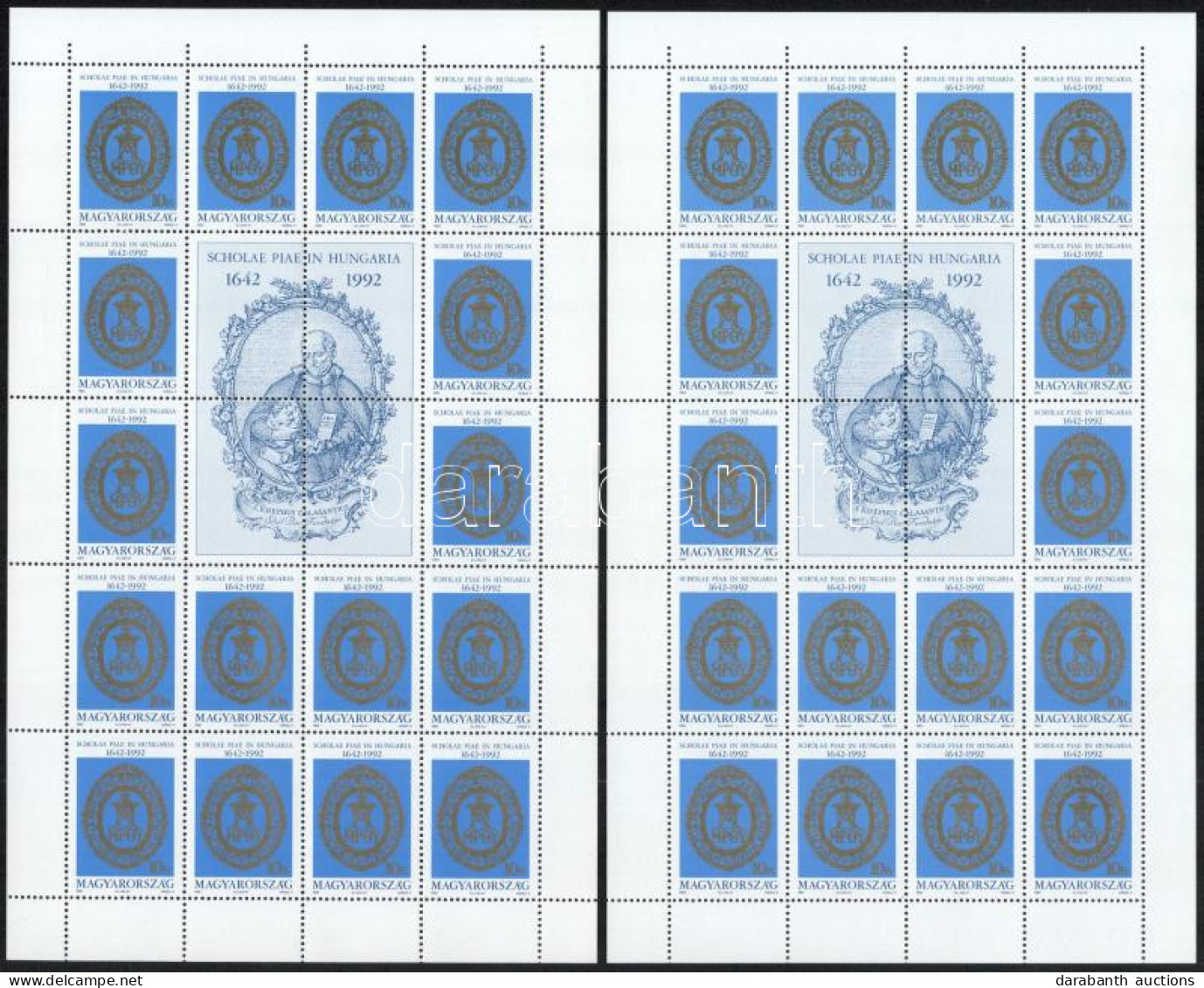 ** 1992 A Piarista Rend 350 éve Magyarországon 4 Eltérő Fogazatú Teljes ív (9.000) - Other & Unclassified