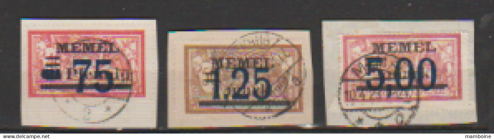 Memel 1921   N° 42 +43 +44 Oblitéré Sur Fragment - Oblitérés