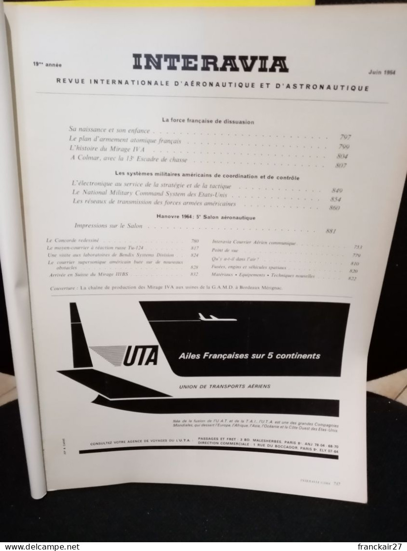 INTERAVIA 6/1964 Revue Internationale Aéronautique Astronautique Electronique - Aviazione