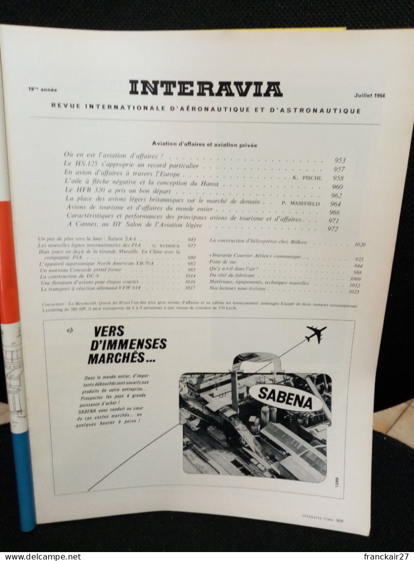 INTERAVIA 7/1964 Revue Internationale Aéronautique Astronautique Electronique - Aviation