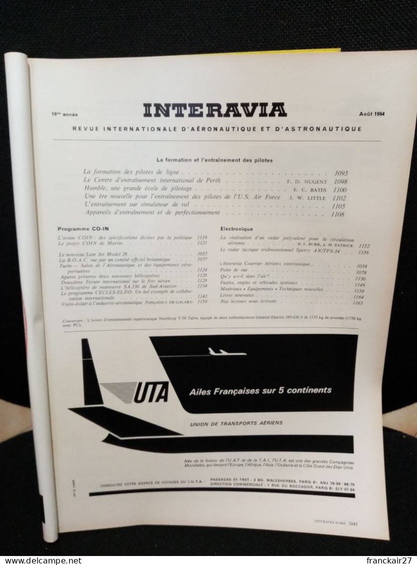 INTERAVIA 8/1964 Revue Internationale Aéronautique Astronautique Electronique - Aviation