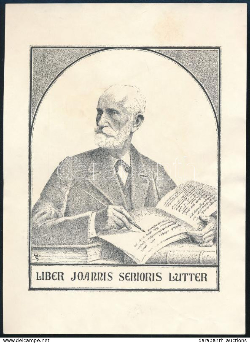 Liber Joannis Seniorias Lutter ( Ex Libris). Rézkarc, Papír, Olvashatalan Monogrammal A Rézkarcon, 11x8,5 Cm - Other & Unclassified