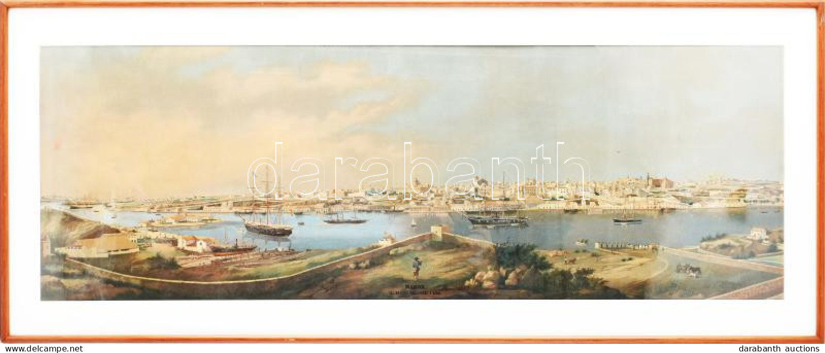 Mahon, Menorca.szigetén Nagyméretű Litografált Látkép. Madrid, 1880 Font Y Vidal, Joan  88x30 Cm Paszpartuzva, üvegezett - Gravados
