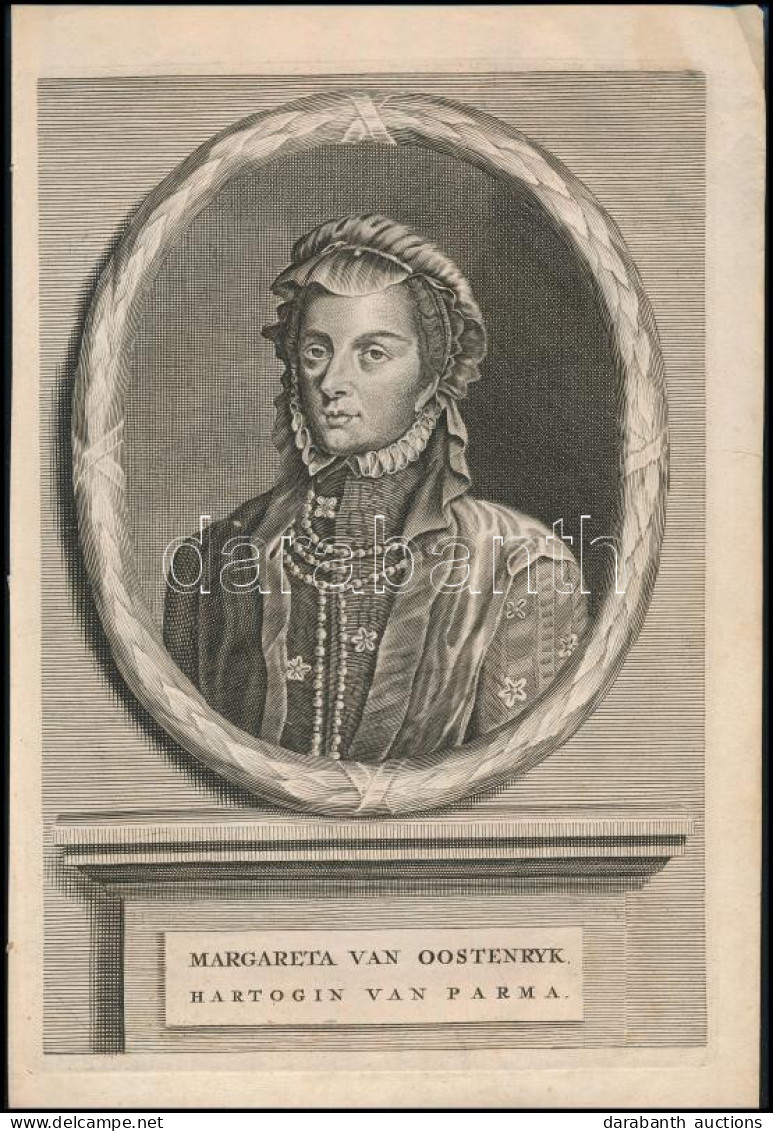 Habsburg Margit (Parmai Margit, 1522-1586) Portréja, Rézmetszet, Papír, Jelzés Nélkül, 26x18 Cm - Engravings