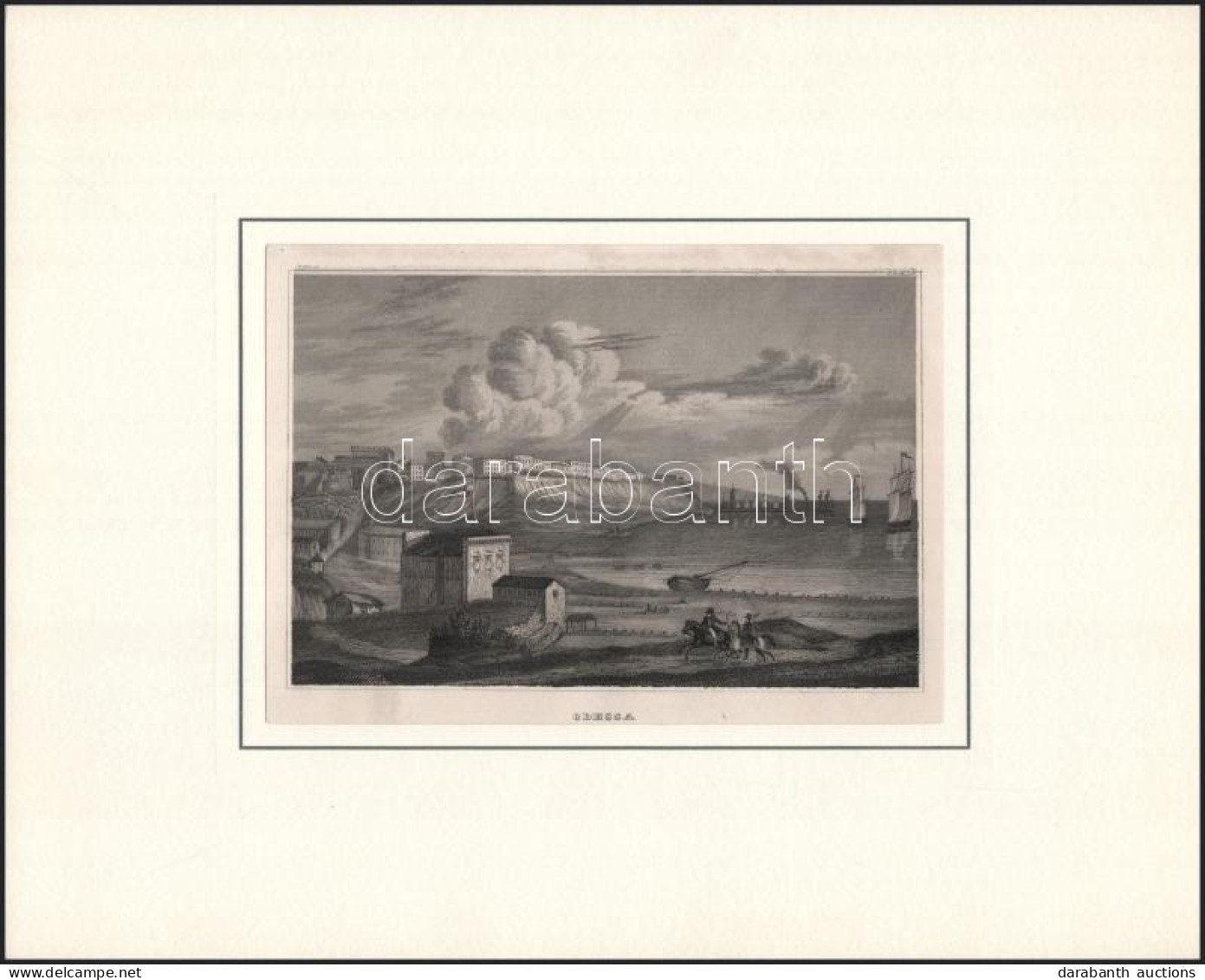 Odessza. Acélmetszet, Papír, Jelzés Nélkül, Paszpartuban, Lap Széle Kissé Foltos, 10,5x16 Cm - Engravings