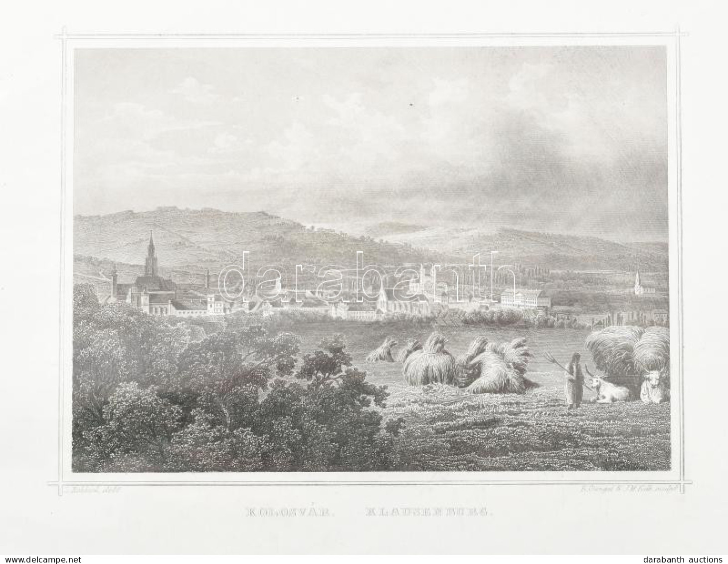 Cca 1860 Ludwig Rohbock (1820-1883) - K. Gungel & J. M. Kolb: Kolozsvár / Klausenburg (Cluj, Cluj-Napoca) Erdélyi Város  - Gravures