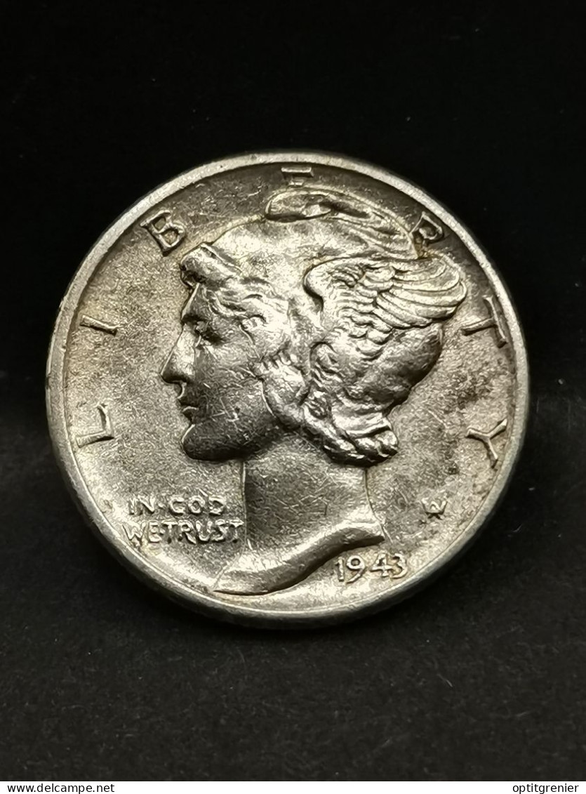 1 MERCURY DIME 10 CENTS ARGENT 1943 PHILADELPHIE USA / SILVER - 1916-1945: Mercury (kwik)