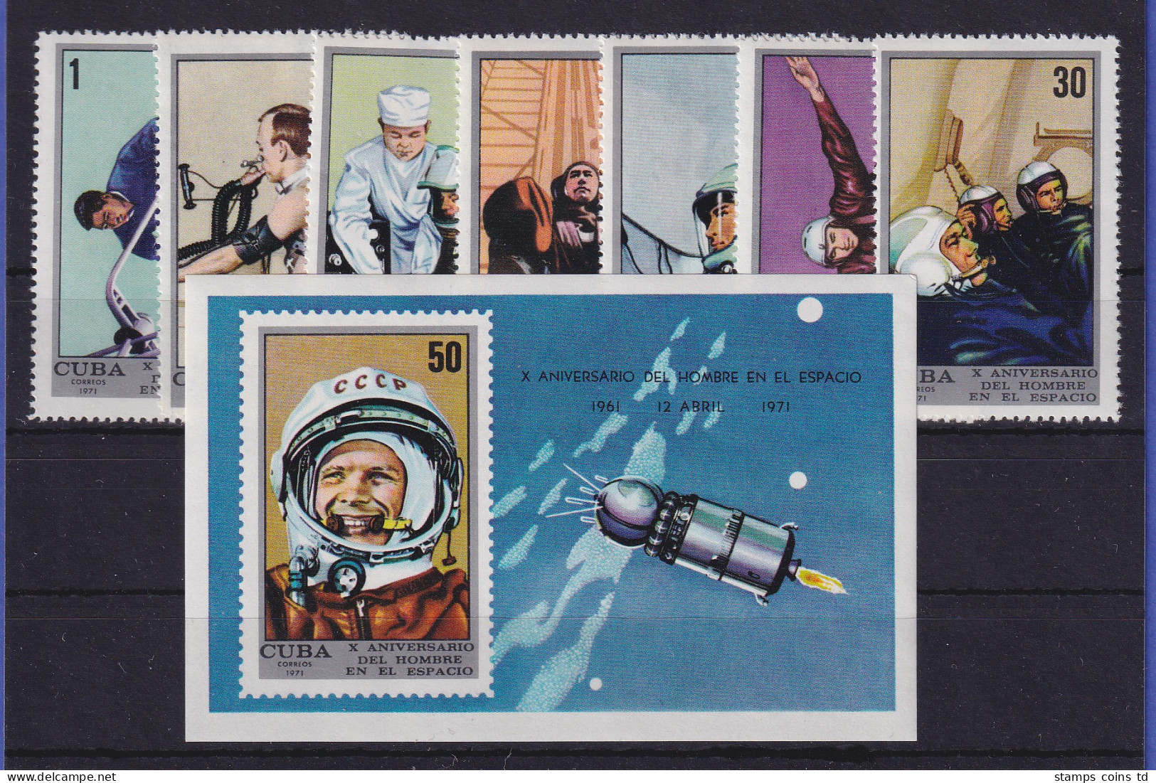 Kuba 1971 Juri Gagarin 10 Jahre Bemannte Raumfahrt Mi.-Nr.1681-1687, Block 37 ** - Otros & Sin Clasificación