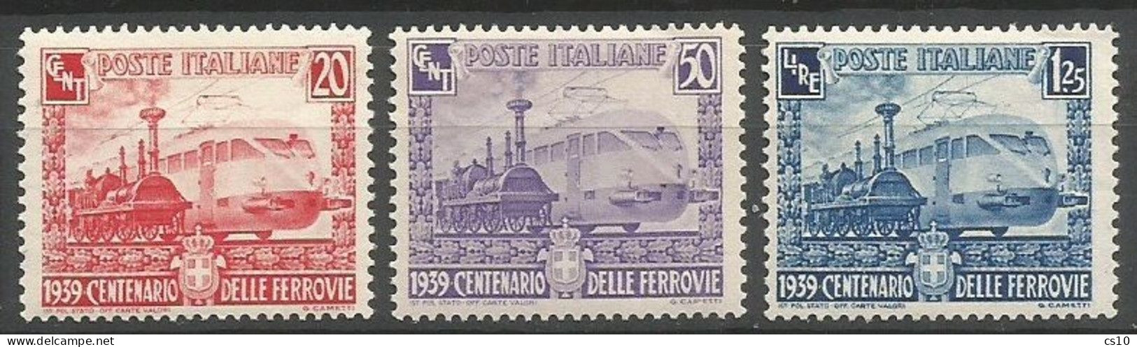 Regno Italy Kingdom 1939 Railways Ferrovie  - Cpl 3v Set MNH** - Collections