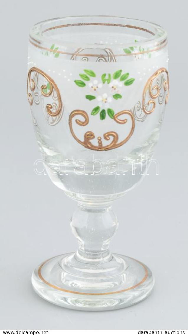 Biedermeier Talpas üveg Pohár, Korának Megfelelő Kopásokkal, M: 14 Cm - Verre & Cristal