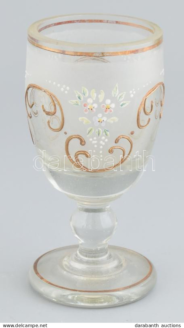 Biedermeier Talpas üveg Pohár, Korának Megfelelő Kopásokkal, M: 14 Cm - Glas & Kristall