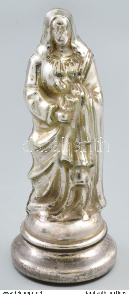 Cca XIX. Sz. Foncsor üveg Jézus Szobor, Kopással, M: 19,5 Cm - Glass & Crystal