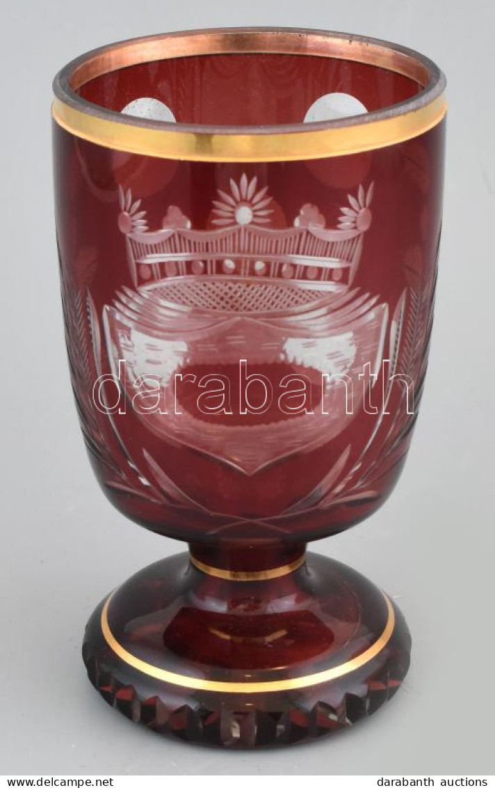 Bordó ólomkristály Kehely, Hibátlan, M:17,5cm - Verre & Cristal