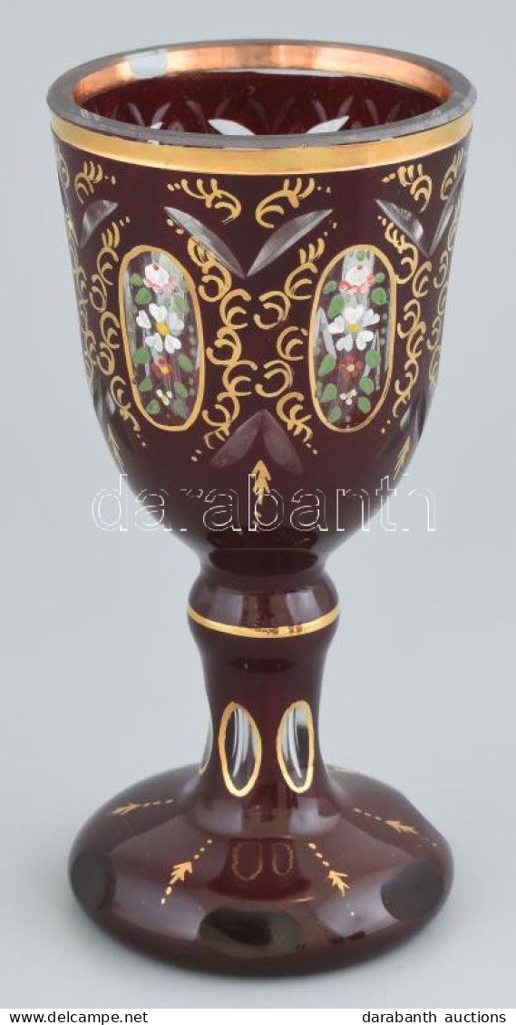 Biedermeier Talpas üveg Pohár, Korának Megfelelő Kopásokkal, Lepattanással M:19 Cm - Verre & Cristal