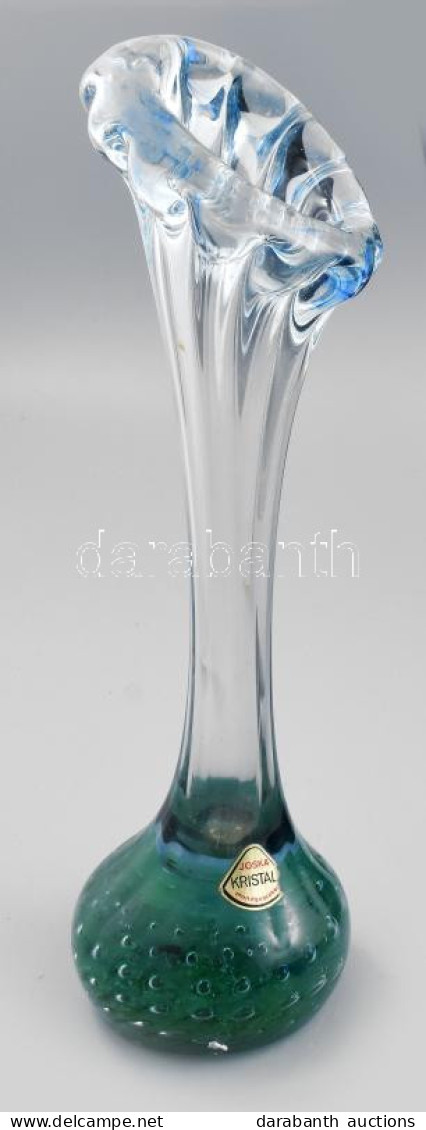 Joska Kristal Iparművész Váza, Anyagában Színezésekkel, Jelzett, Hibátlan, M: 35 Cm - Verre & Cristal