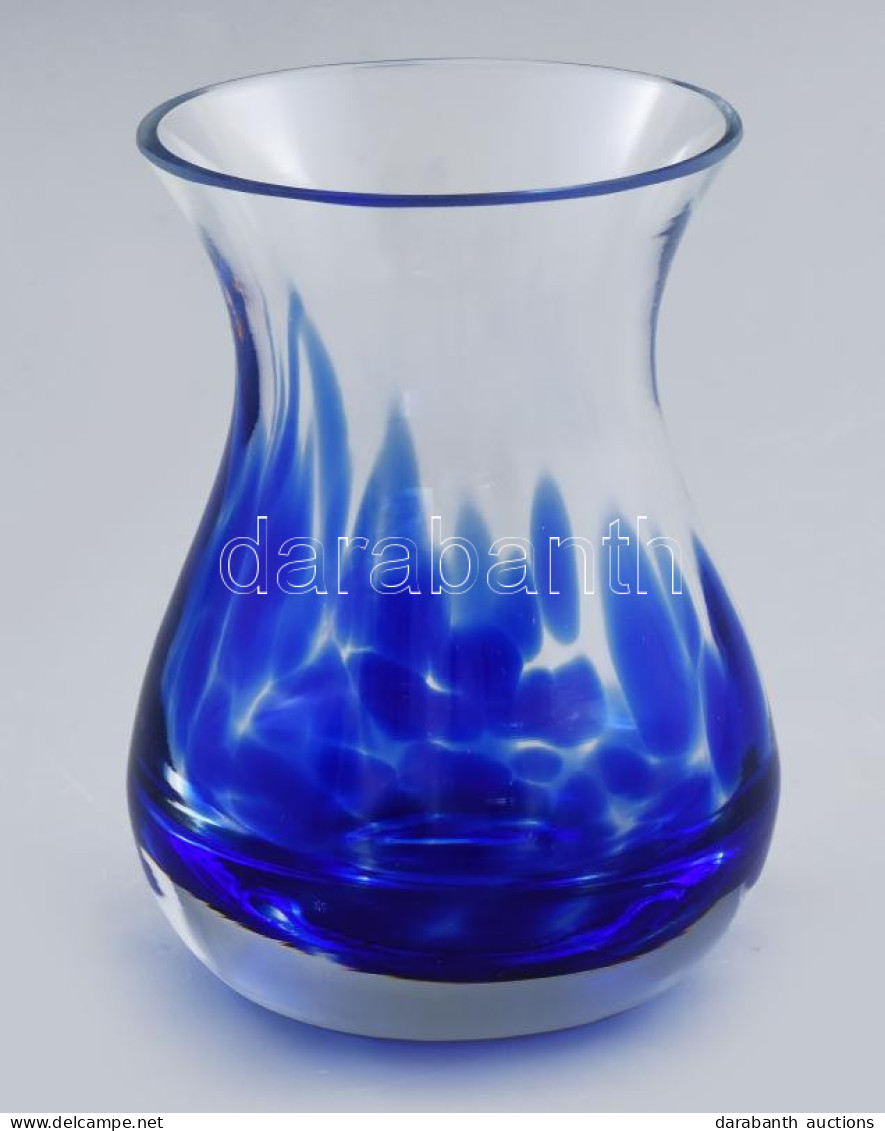 Kék Teknőc Mintás üveg Váza. Hibátlan 12 Cm - Verre & Cristal