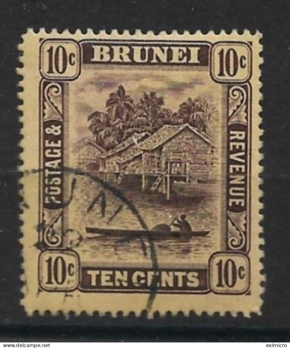 BRUNEI 1912 10c PURPLE/YELLOW SG 42 WATERMARK MULTIPLE CROWN CA FINE USED - Brunei (...-1984)