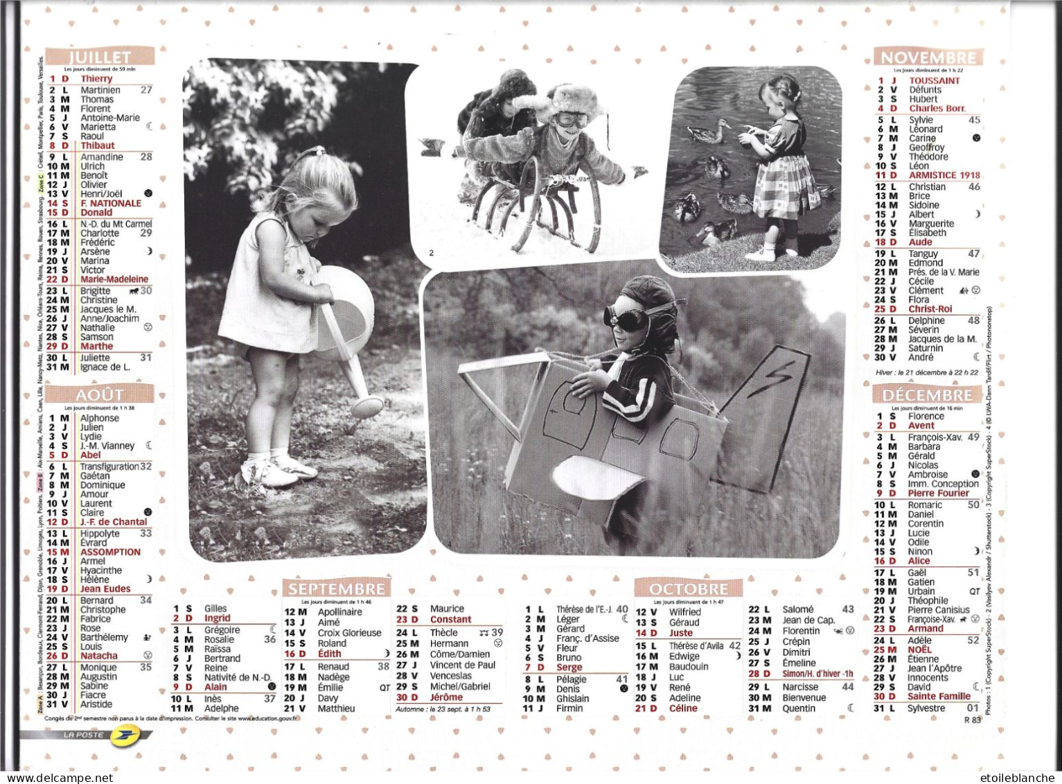 Calendrier 2018 Photos Enfants Qui Jouent Dehors (fillette Arrosoir, Panier De Pommes, Garçon Avion, Luge ... - Grand Format : 2001-...