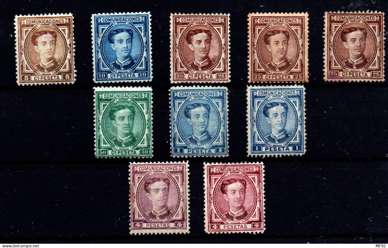 España Nº 174/5, 177, 179/81. Año 1876 - Unused Stamps