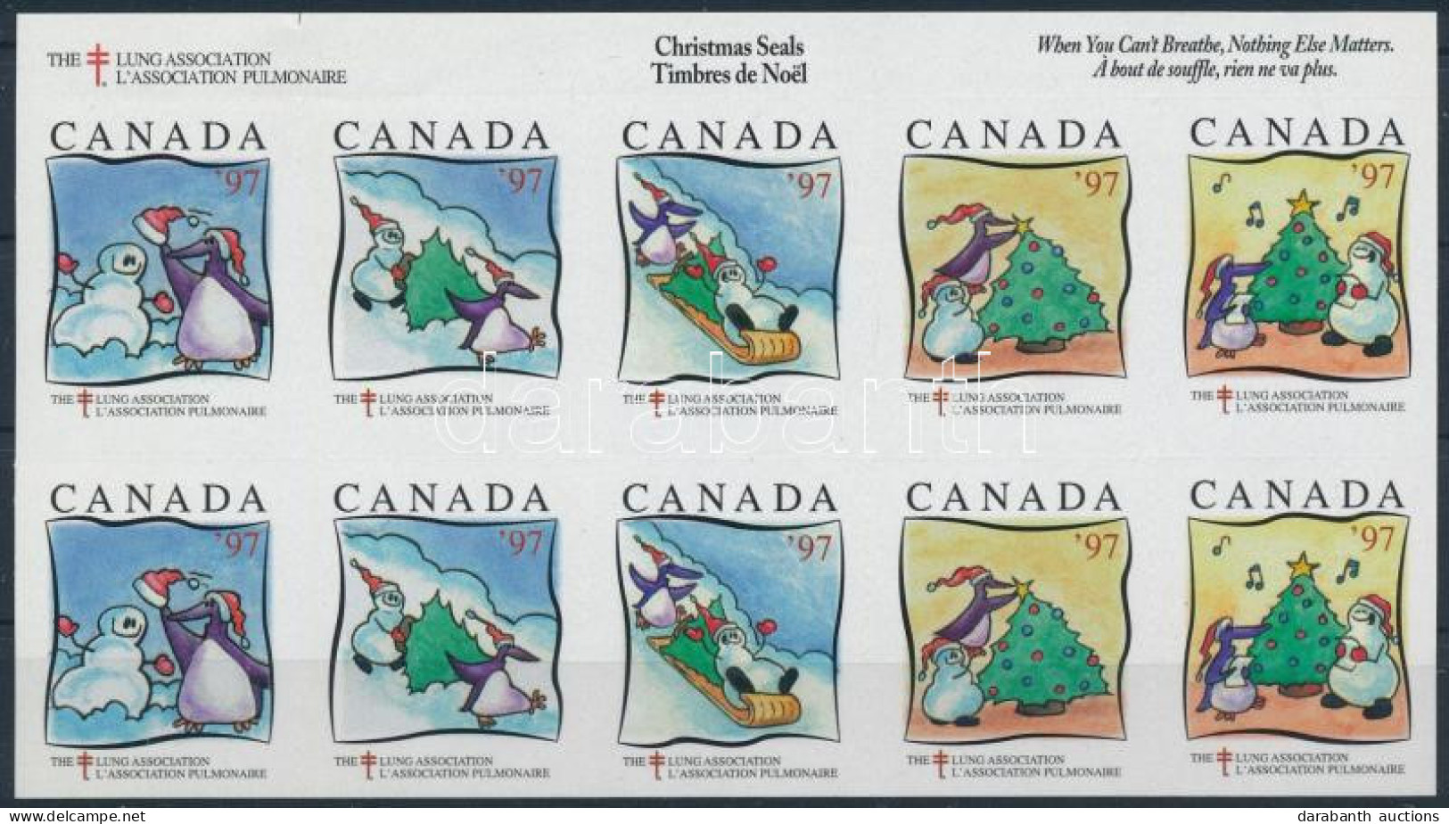 Kanada 1997 Karácsony, Tüdőgondozás Levélzáró Kisív - Non Classés