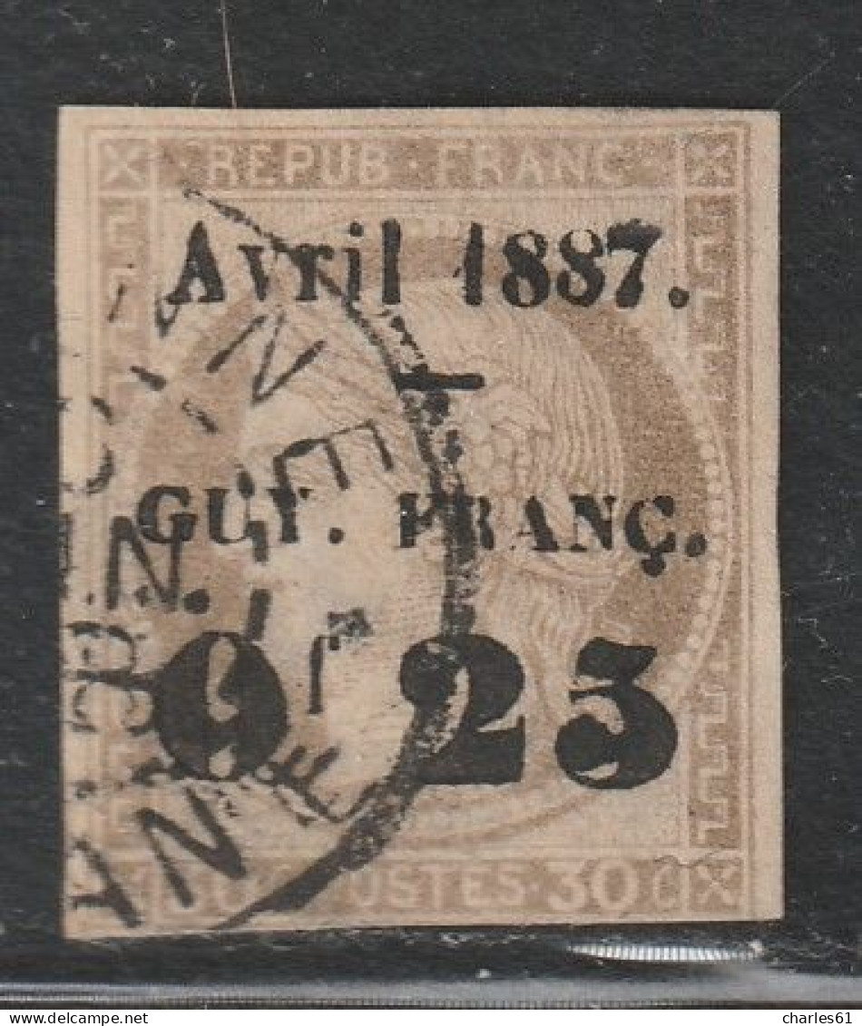 GUYANE - N°5 Obl (1886-88) 0,25c Sur 30c De 1872. - Usados