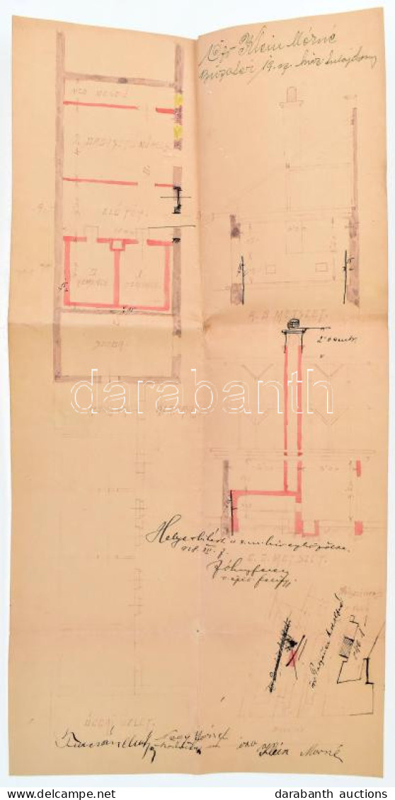 1928 Miskolc, Búza Tér 19., Klein Mórné Pékségének Tervrajza, 40×20 Cm - Non Classés