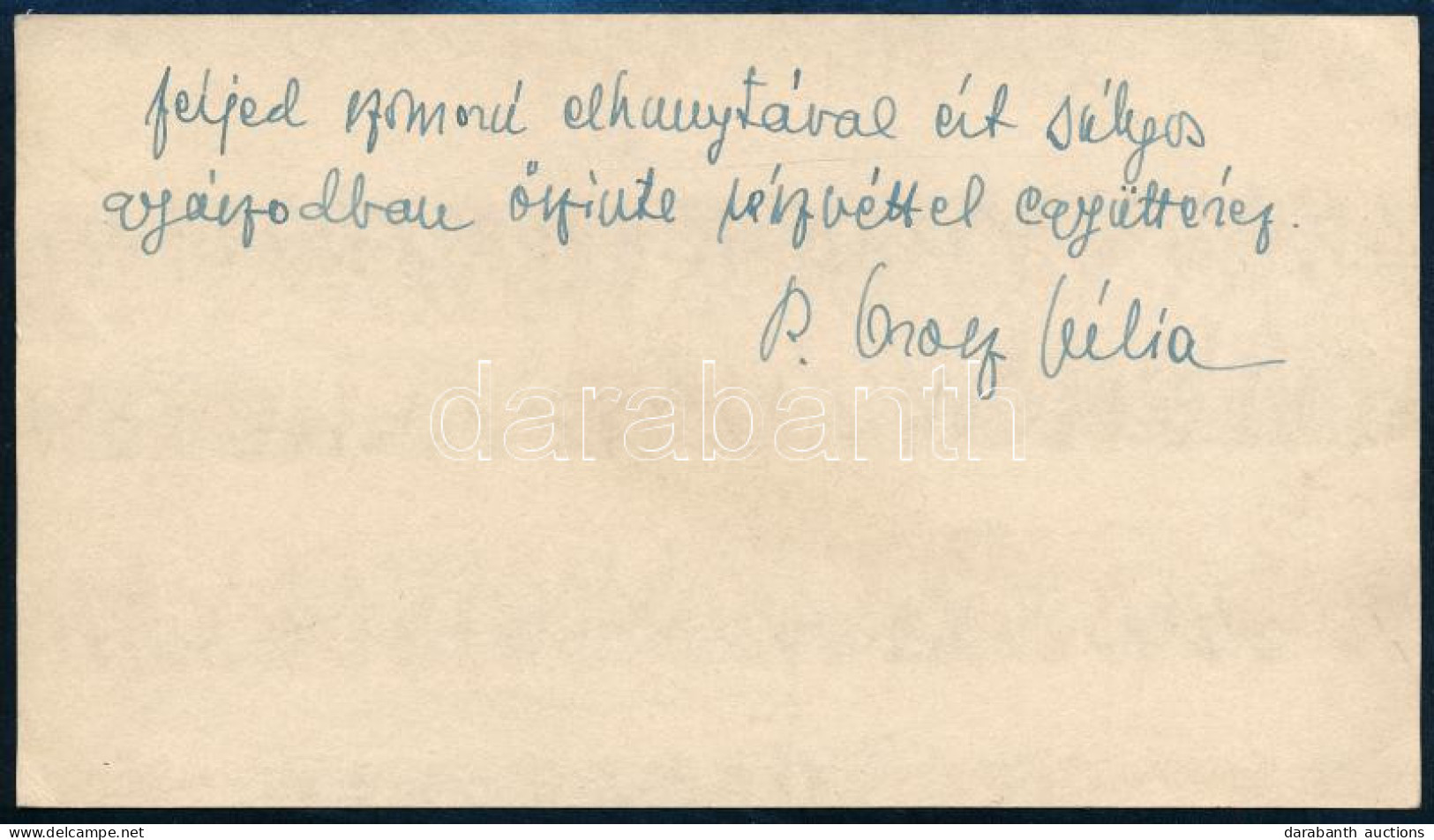 1943 Orosz Júlia (1908-1997) Opera-énekesnő Saját Kézzel írt Részvétnyilvánító Sorai Szügyi Kálmán (1888-1943) Operaének - Ohne Zuordnung