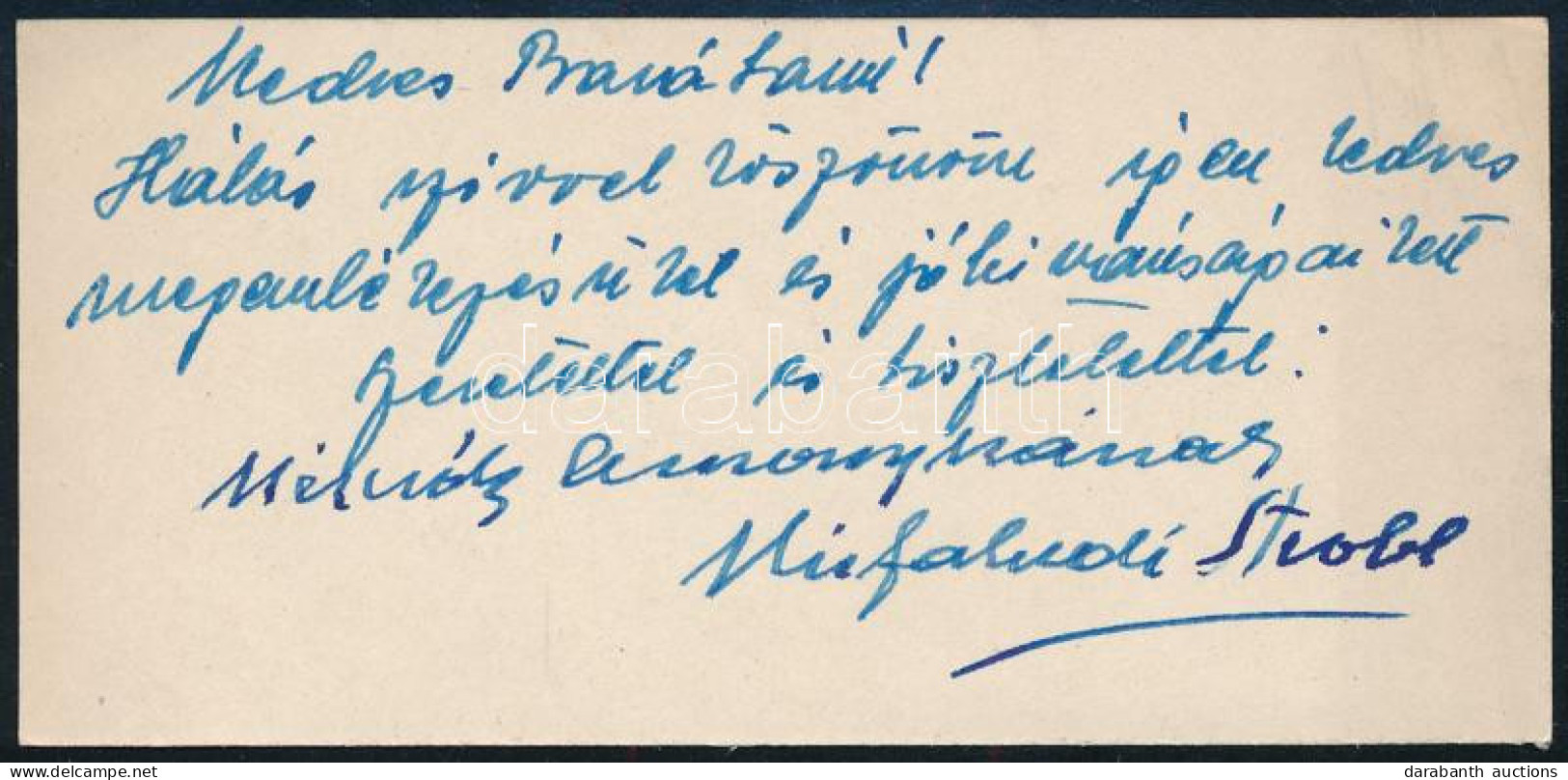 1950-1970 Kisfaludi Strobl Zsigmond (1884-1975) Szobrászművész Saját Kezű Köszönetnyilvánító Sorai Ismeretlen Személy Ré - Unclassified