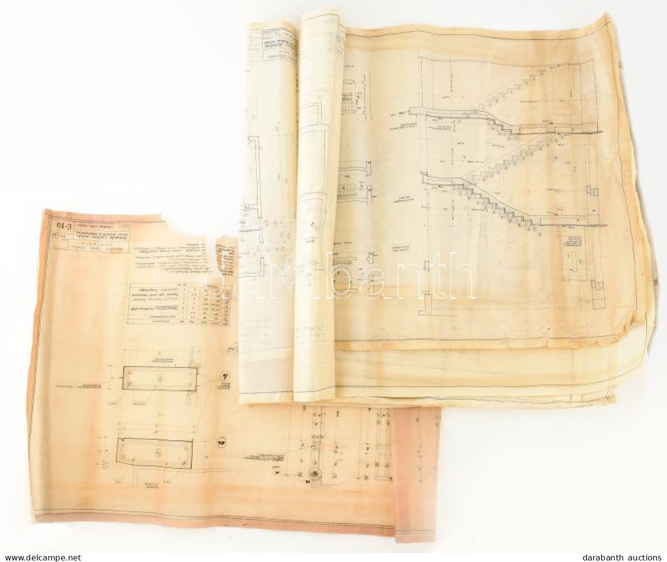 Cca 1960 Tápiószecső Három Lakásos Lakóház, Orvosi Rendelő és Gyógyszertár Eredeti Tervrajzai 10 Db Terv Pausz Papíron.  - Unclassified