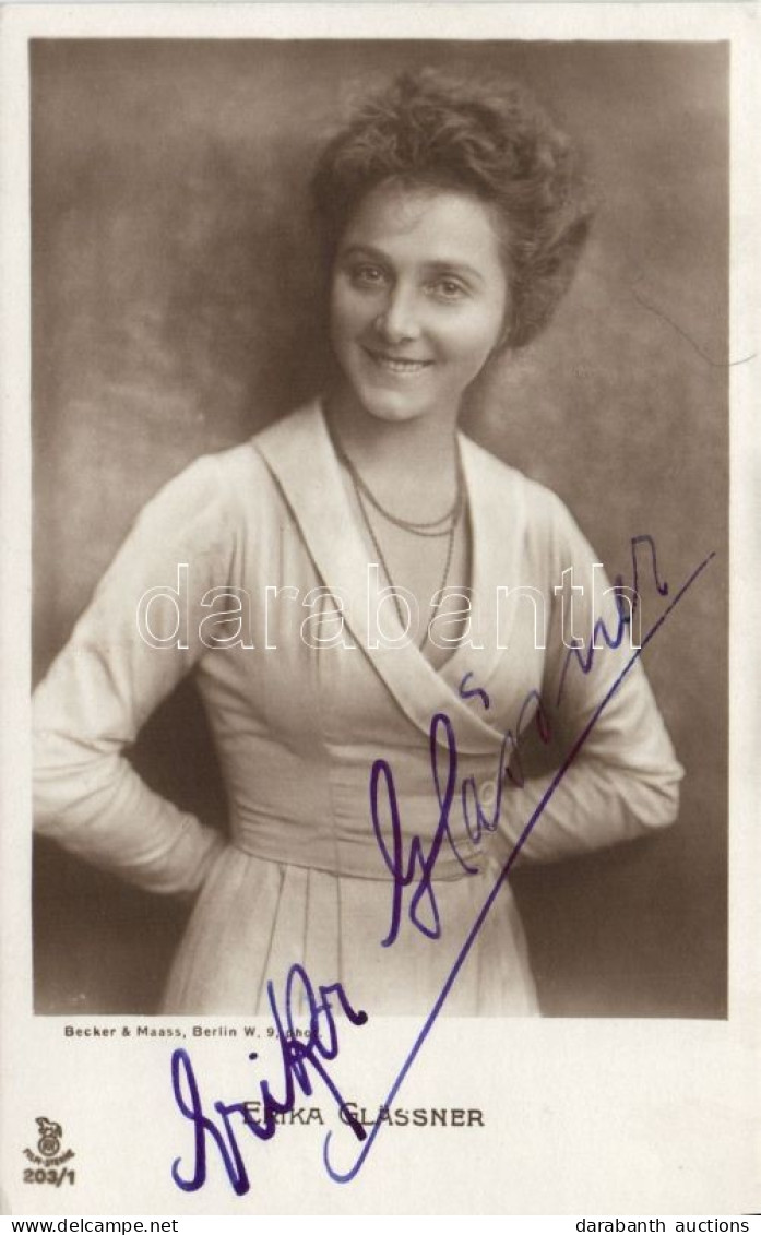 Erika Glassner (1890-1959) Német Színésznő Autográf Aláírt Fotólap / Autograph Sigden Photo Of German Actress - Autres & Non Classés