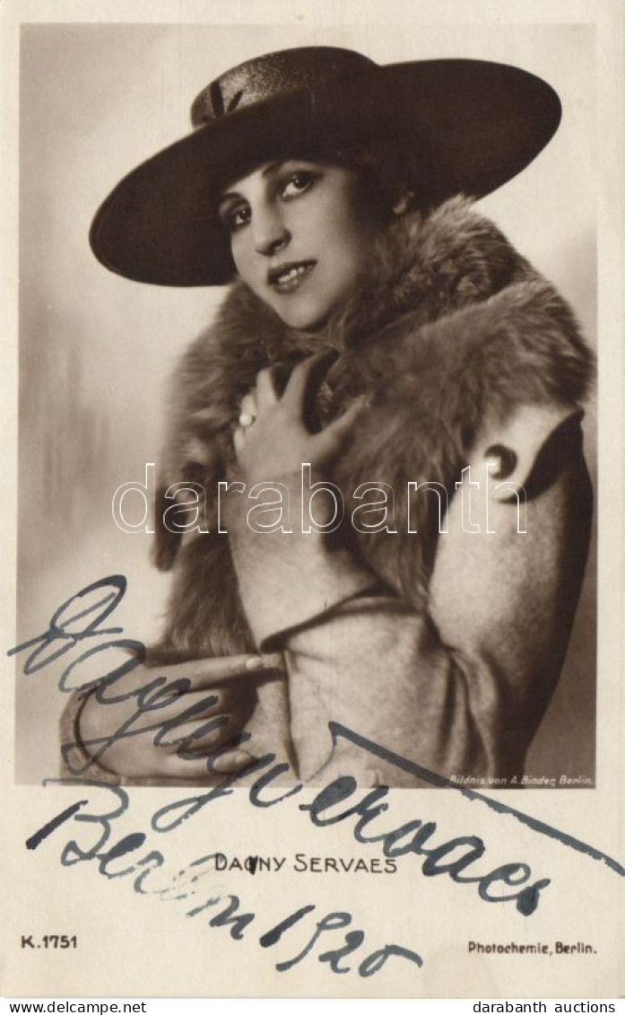 Dayny Servaes (1894-1961) Német-osztrák Színpadi és Filmszínésznő Autográf Aláírással Ellátott Fotólap / German Actress  - Other & Unclassified