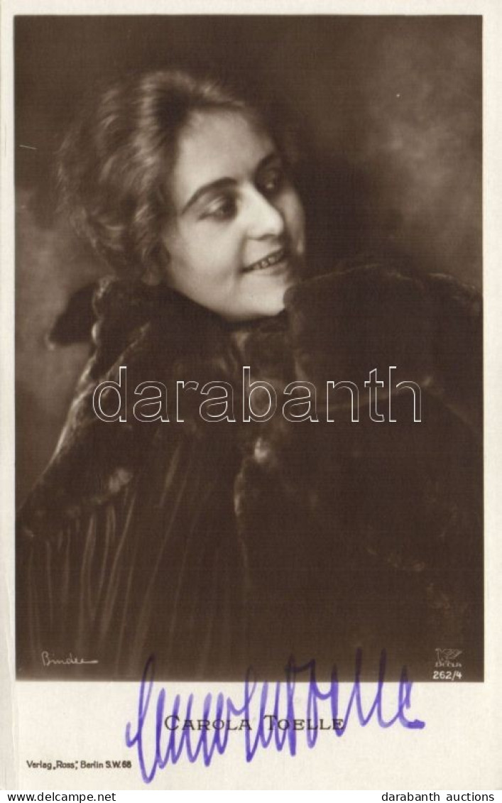 Carola Tobelle (1892-1958) Német Színésznő Autográf Aláírt Fotólapja / German Actress With Original Signature - Otros & Sin Clasificación