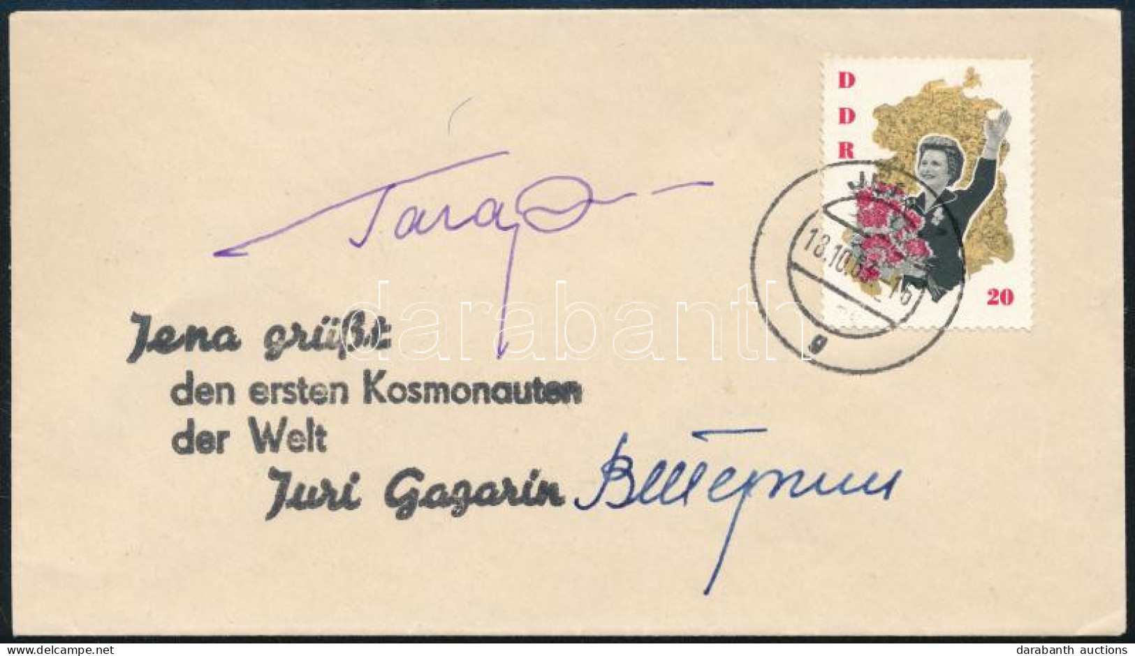 Jurij Alekszejevics Gagarin (1934-1968) és Valentyina Tyereskova (1937- ) Szovjet űrhajósok Aláírásai Emlékborítékon /   - Sonstige & Ohne Zuordnung