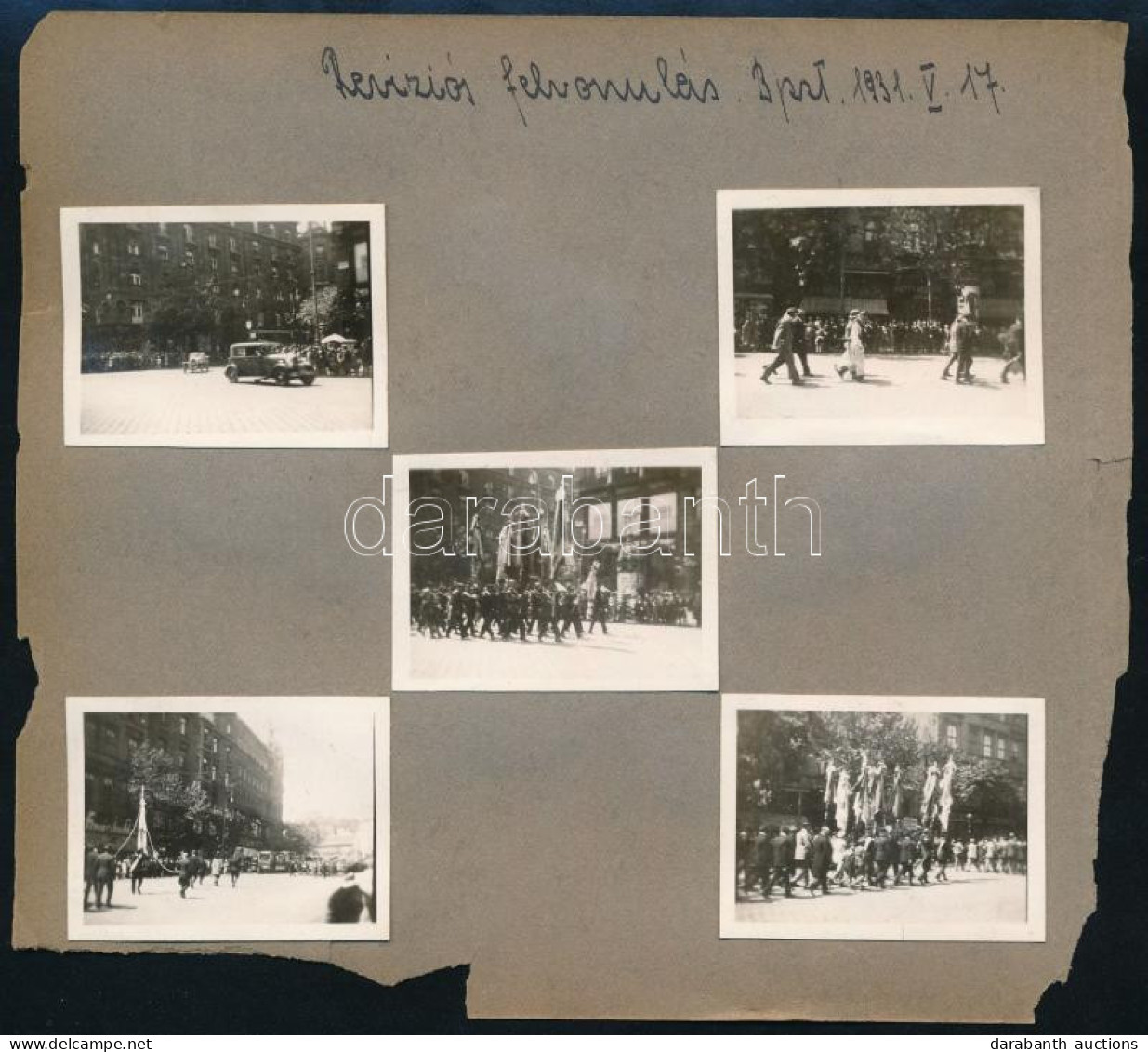 1931 Budapest, Revíziós Felvonulás, 5 Db Albumlapra Ragasztott Fotó, 3,5×4,5 Cm - Autres & Non Classés