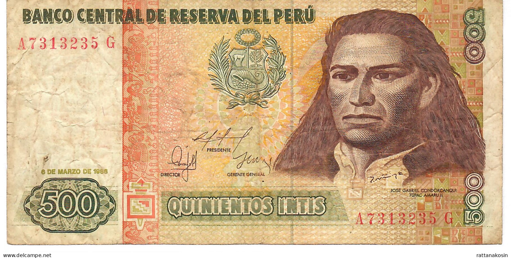 PERU P135 500 INTIS 6.3.1986  #A/G FINE - Peru