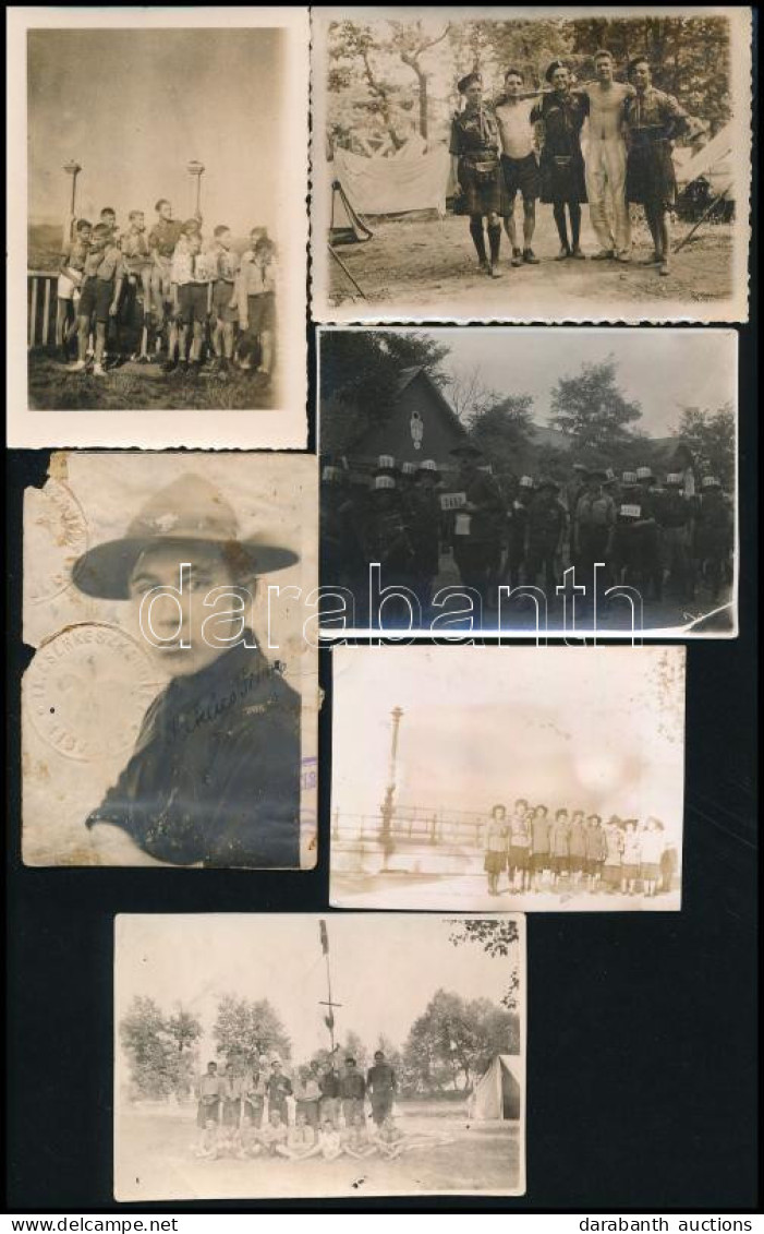 Cca 1930-1940 Cserkészeket ábrázoló Fotók, 6 Db, Változó állapotban, 9x6 Cm és 7x5 Cm Között - Scouting