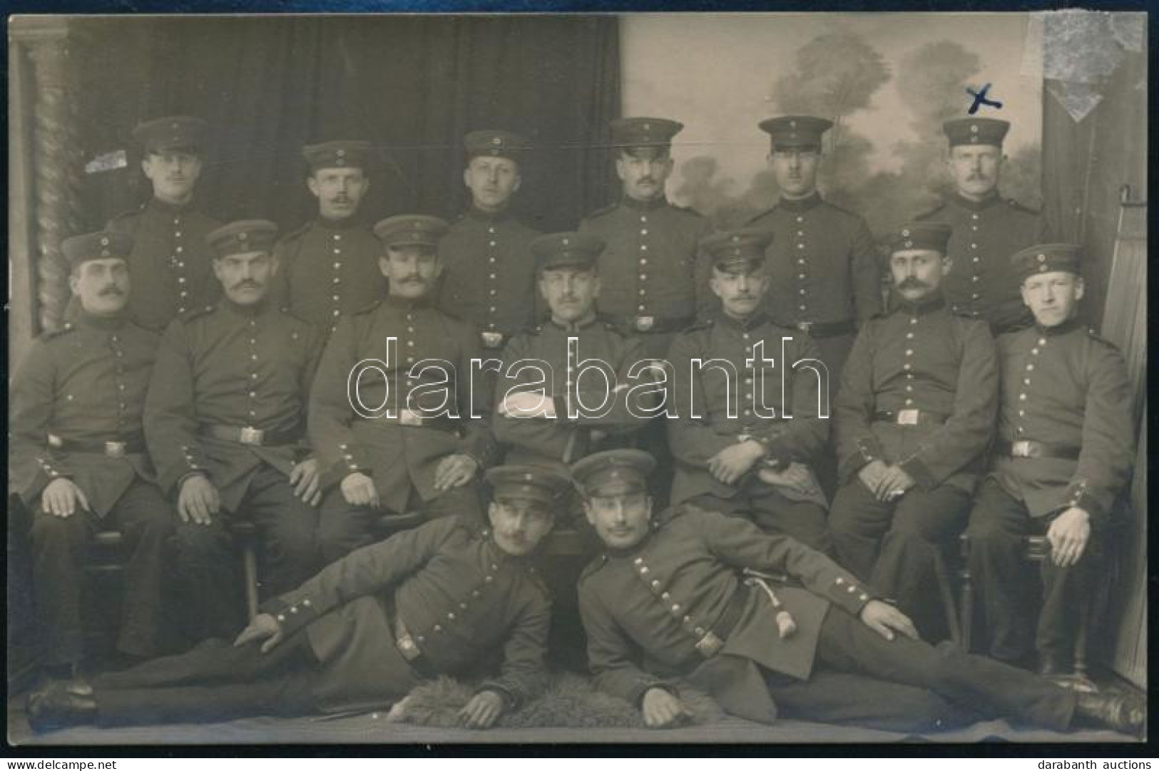 1916 I. Világháborús Német Katonák Ulm Csapatfotó Fotólap / German Solders Photo - Autres & Non Classés