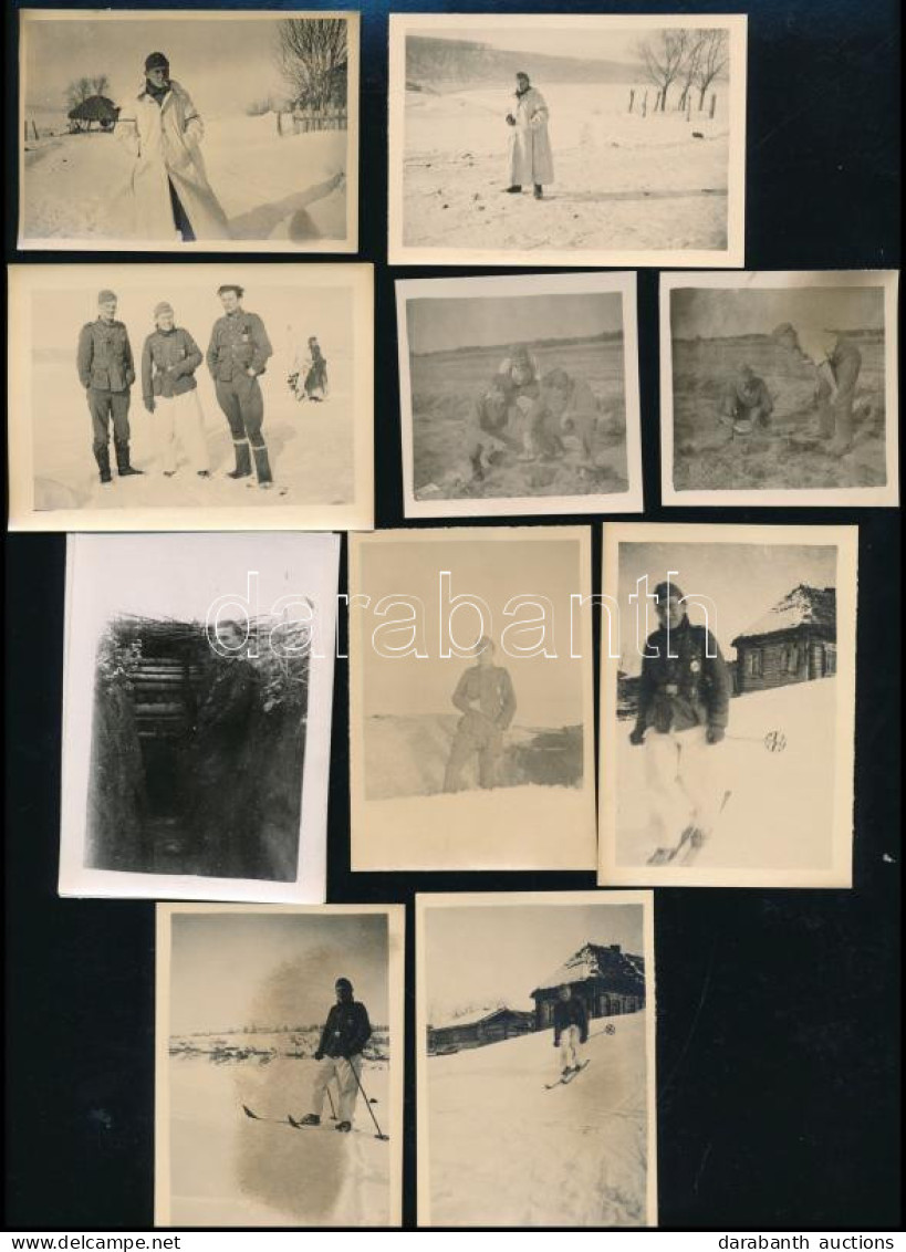 Ca 1942 11 Db Német II. Világháborús Katonai Fotó, Téliekkel. 4x6 Cm - Sonstige & Ohne Zuordnung