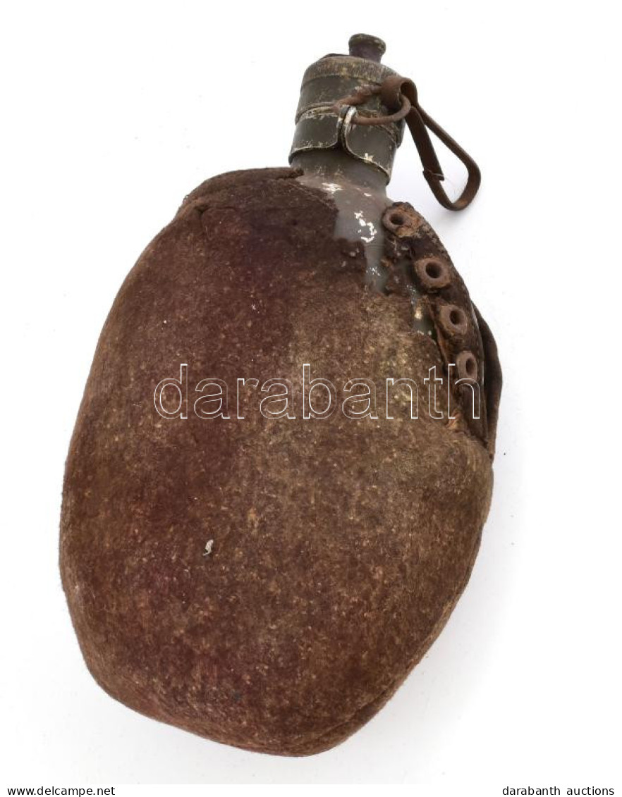 Katonai Kulacs Posztó Borítással, Kopott, Sérült Posztóval, M: 23 Cm. - Andere & Zonder Classificatie